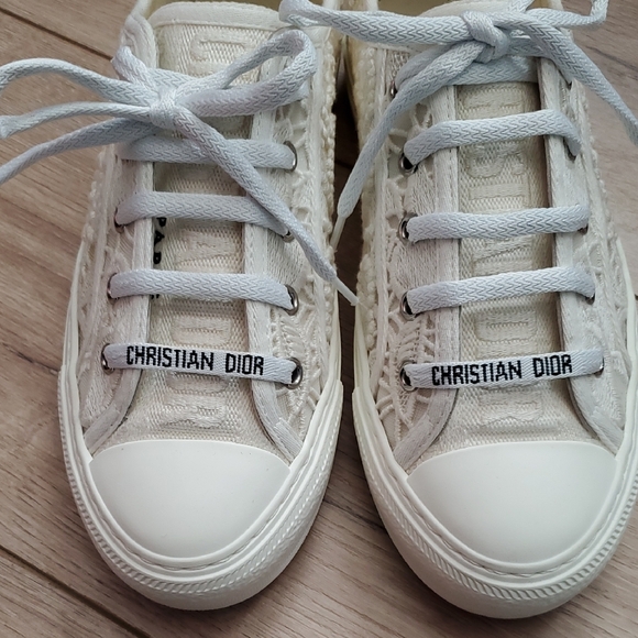 Christian Dior White Lace Sneakers Size 38 - Picture 2 of 13